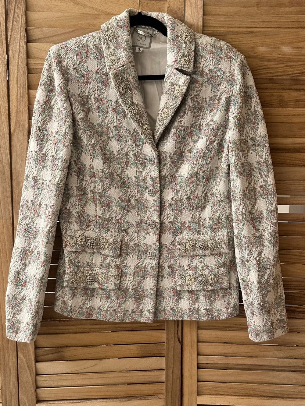 St. John Coutre Pearl Lace Trim jacket size 12